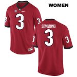 Women's Georgia Bulldogs NCAA #3 Tyler Simmons Nike Stitched Red Authentic College Football Jersey RND1854DC